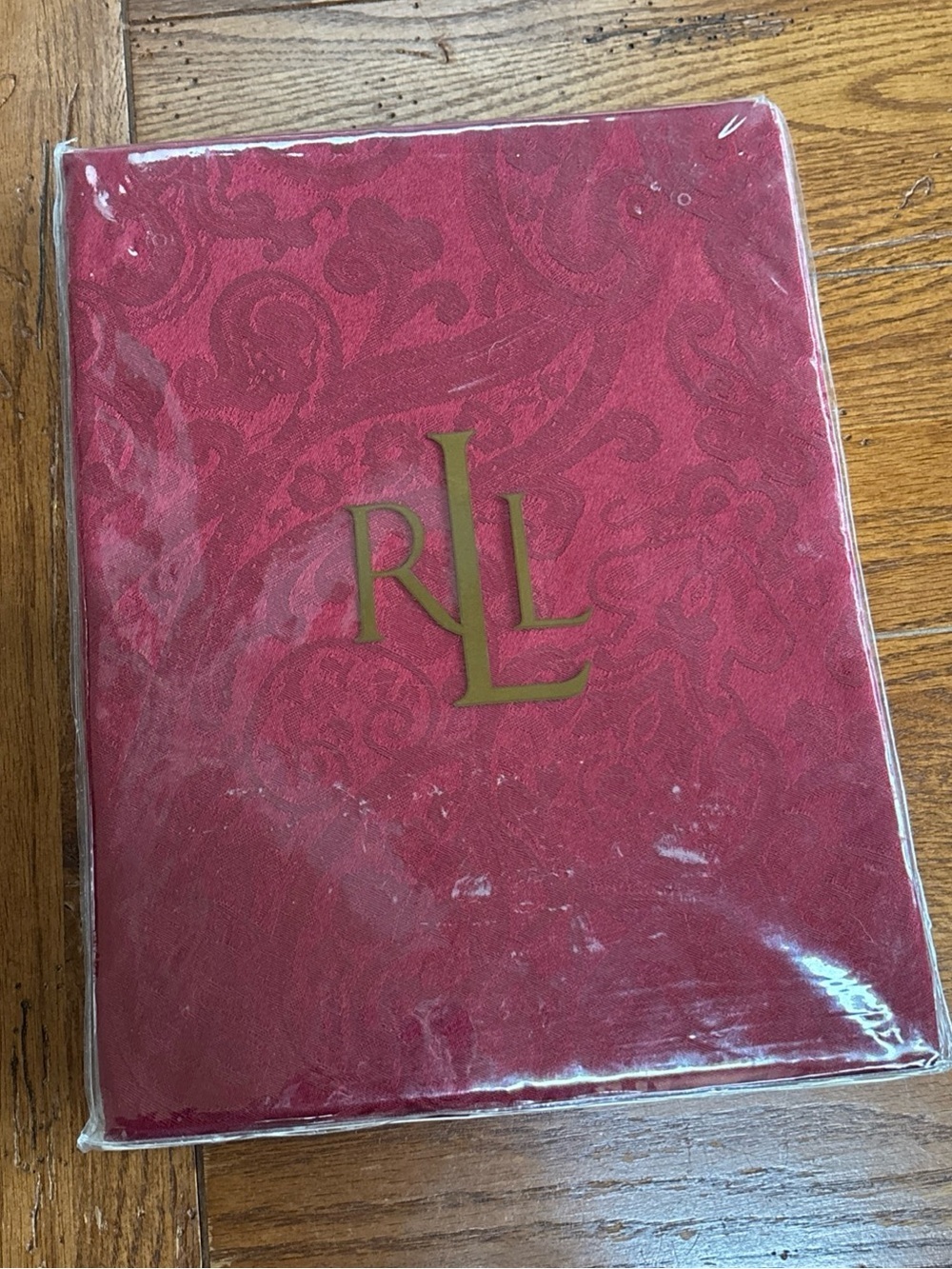 Lauren Ralph Lauren Home Vintage Red Damask Cotton Blend 70” Round Tablecloth